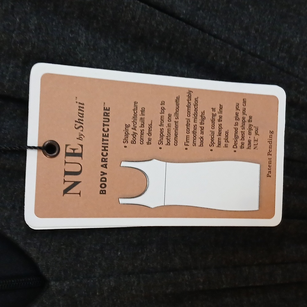 NUE by Shani, Elegant Grey Long Sleeve Dress. With Embishment Waistline, Size 8 - Picture 10 of 14
